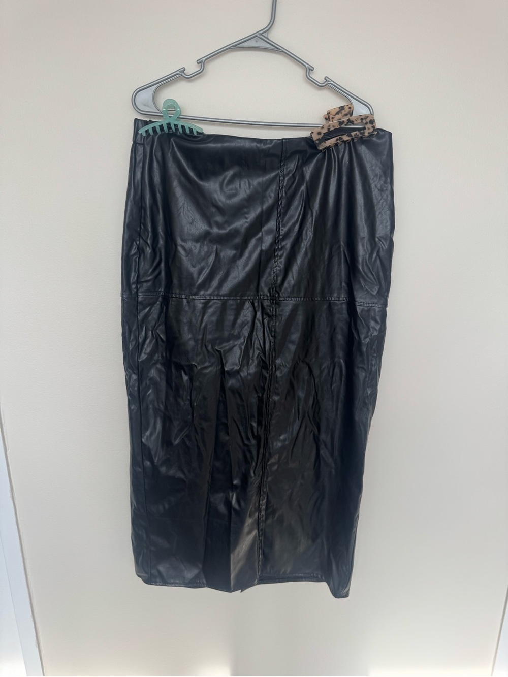 Black Faux Leather Pencil Skirt - Women